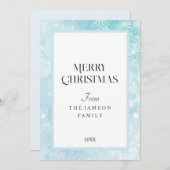 Snowflake Blue Merry Christmas Kaart (Voorkant / Achterkant)