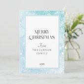Snowflake Blue Merry Christmas Kaart (Staand voorkant)