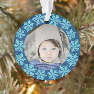 Snowflake Blue Opal 2 Sided Foto grootouders Ornament