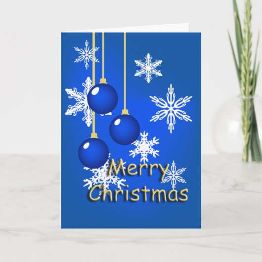 Snowflake Blue Ornaments kerstkaart Feestdagen Kaart (Voorkant)