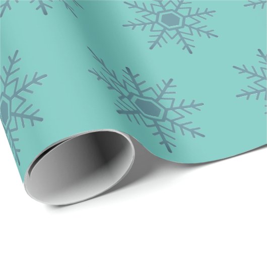 Snowflake Blue Pattern Motif Winter Cadeaupapier (Rol Hoek)