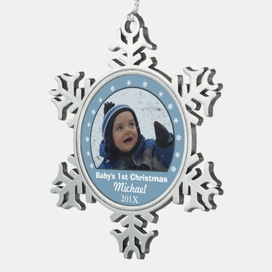 Snowflake Blue Photo Ornament (Rechts)