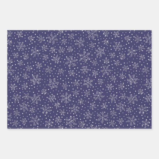 Snowflake Blue White Kerststreping Inpakpapier Vel (Voorkant 2)