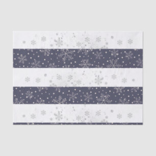  Snowflake Blue White Kerststreping Tissuepapier