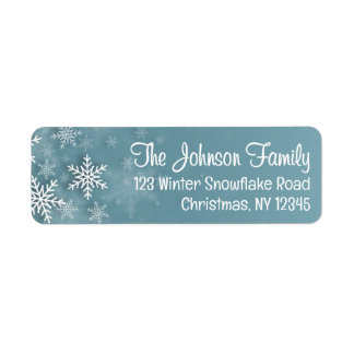 Snowflake Blue Winter Christmas Return Address Etiket