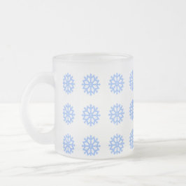 Snowflake Blue Winter Festive Pattern Matglas Koffiemok