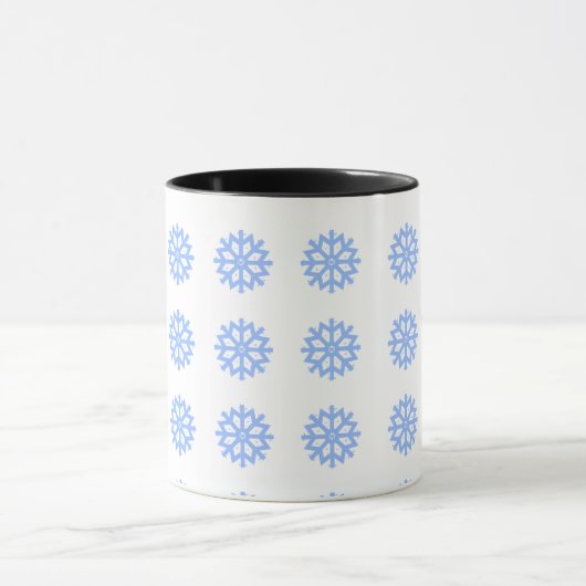 Snowflake Blue Winter Festive Pattern Mok (Midden)