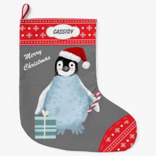 Snowflake Border Cute Penguin Candy Cane Large Chr Grote Kerstsok