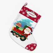 Snowflake Border Santa Claus Locomotive Grote Kerstsok (Voorkant (Hangend))