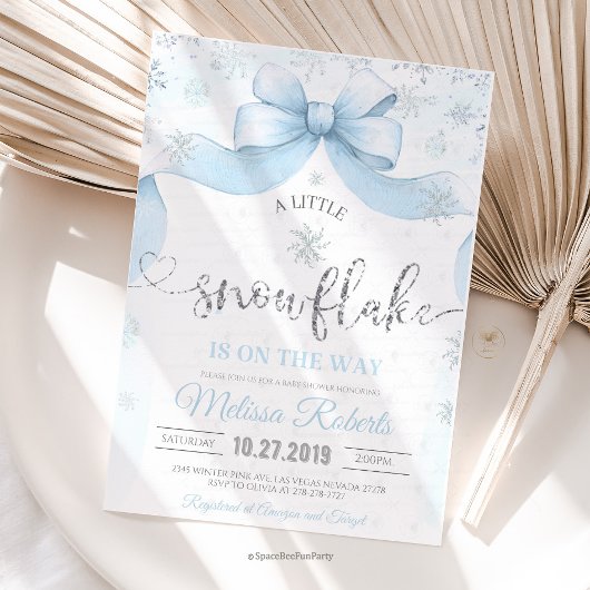 Snowflake Bow baby shower  Kaart