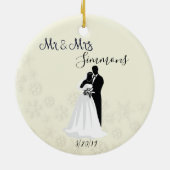 Snowflake Bride Groom trouwde net met de heer Mrs Keramisch Ornament (Achterkant)