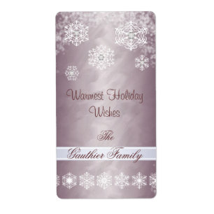 Snowflake Bronze Foil Diamond Holiday Wine Label