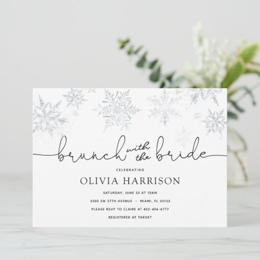 Snowflake Brunch met de bride Shower Kaart (Staand voorkant)