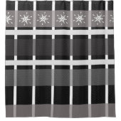 Snowflake Buffalo Pset Black Kerstfeestdag Douchegordijn (Voorkant)
