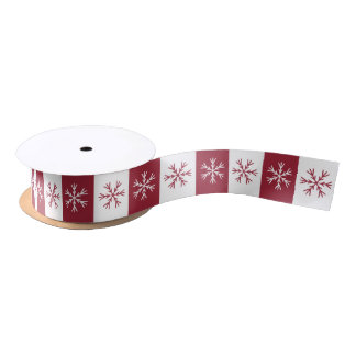 Snowflake Burgundy White Stripe Kerstmis Lint