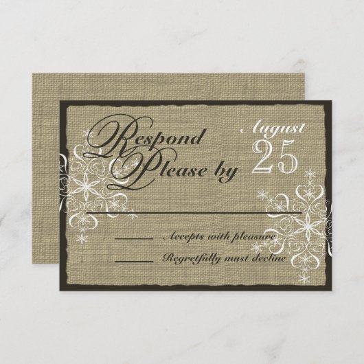 Snowflake Burlap Look Response Kaart (Voorkant / Achterkant)