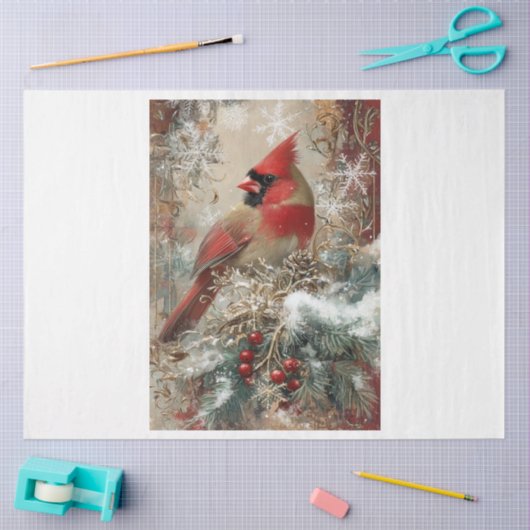Snowflake Cardinal Tissuepapier (Craft)