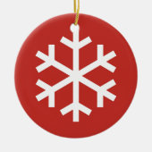 Snowflake Christmas Red Ceramic Ornament (Voorkant)
