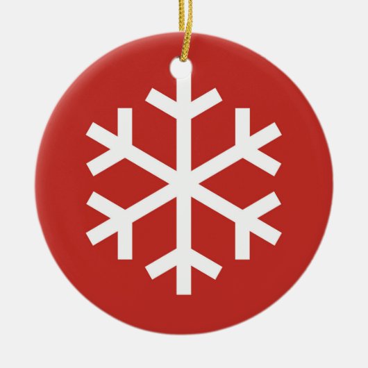 Snowflake Christmas Red Ceramic Ornament (Voorkant)