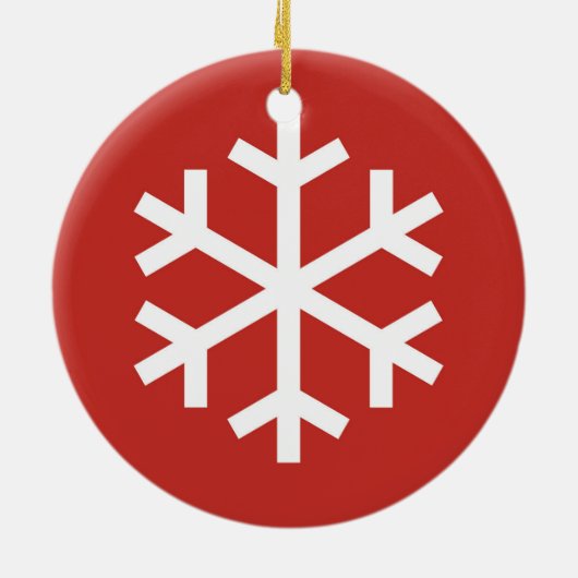 Snowflake Christmas Red Ceramic Ornament (Achterkant)