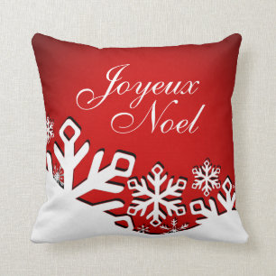 Snowflake City Joyeux Noel Kerstmis   rood Kussen