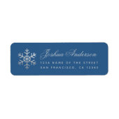 Snowflake Classic Blue Winter Holidays Faux Silver Etiket (Voorkant)