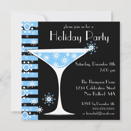 Snowflake Cocktail Invitation Kaart (Voorkant)