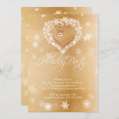 Snowflake Coeur Élégant Fête Invitation (Devant / Derrière)