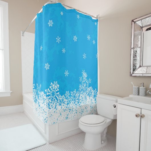Snowflake Collection Blue Winter Douche rideau (En situation)