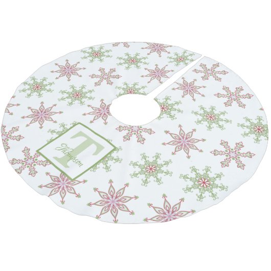 Snowflake Colorful Modern Holiday Monogram Kerstboom Rok (Gekanteld)