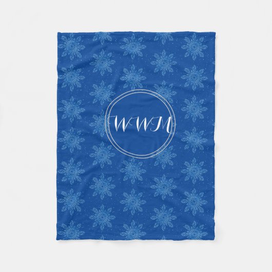 Snowflake Cozy Fleece met Monogram Deken (Voorkant)