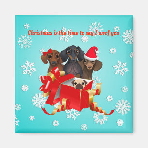 Snowflake Dachshund Magnet décoratif de Noël