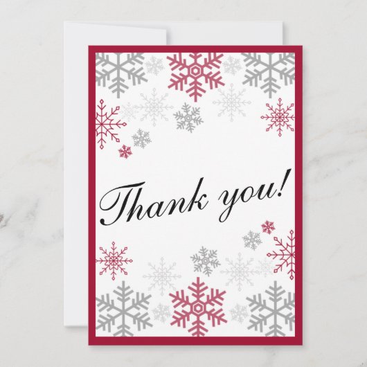 Snowflake dank u opmerking bedankkaart (Voorkant)