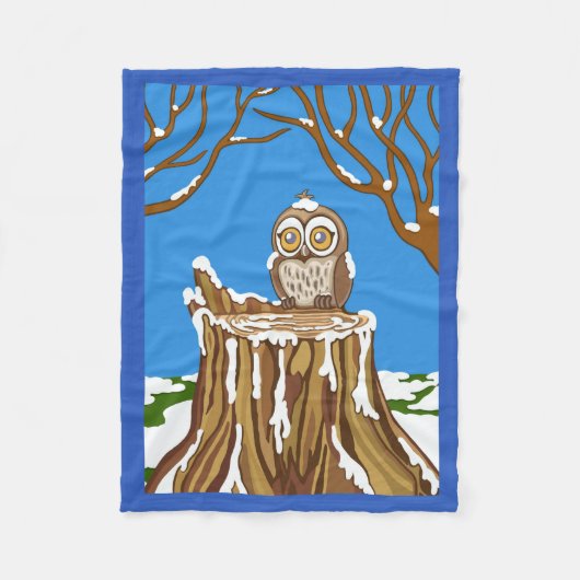 Snowflake de Owl Fleece Deken (Voorkant)
