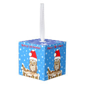 Snowflake de Owl met Kerstmis Kubus Ornament (Achter hoekig)