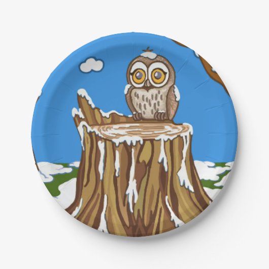 Snowflake de Owl Papieren Bordje (Voorkant)
