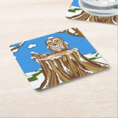 Snowflake de Owl Vierkante Kartonnen Onderzetter (Schuin)