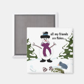 Snowflake de Snowman Funny Magnet Magneet (Voorkant / Achterkant)