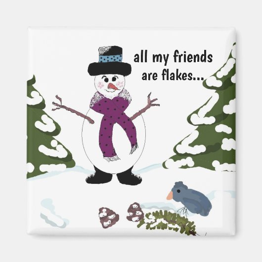 Snowflake de Snowman Funny Magnet Magneet (Voorkant)