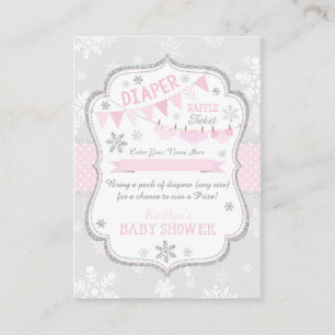 Snowflake Diapers en Tutu Raffle Ticket Informatiekaartje