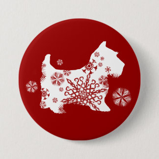 Snowflake Dog voor feestelijke kerstmis Ronde Button 7,6 Cm