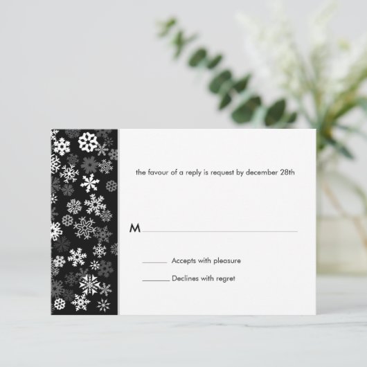 Snowflake Edge Bar Mitzvah Reply RSVP Kaartje (Staand voorkant)