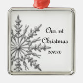 Snowflake Eerste Kerstmis Samen Metalen Ornament (Voorkant)