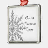 Snowflake Eerste Kerstmis Samen Metalen Ornament (Links)