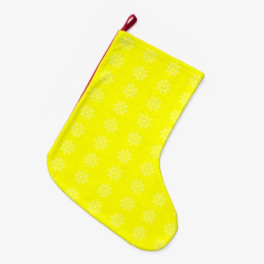 Snowflake Electric Yellow Xmas Kerstmis Grote Kerstsok (Voorkant (Hangend))