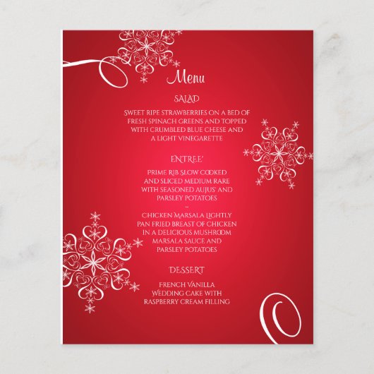 Snowflake Elegance Wedding Menu (Voorkant)