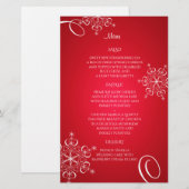 Snowflake Elegance Wedding Menu Red (Voorkant / Achterkant)