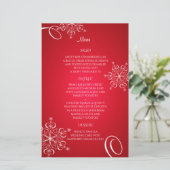 Snowflake Elegance Wedding Menu Red (Staand voorkant)