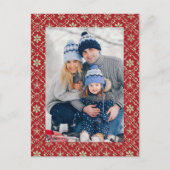 Snowflake Elegant Red 1 Foto Feestdagenkaart (Voorkant)