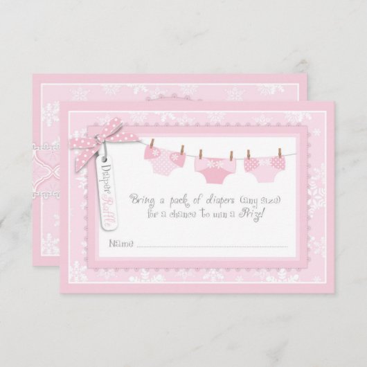 Snowflake en Baby Carriage Diaper Raffle Ticket Kaart (Voorkant / Achterkant)